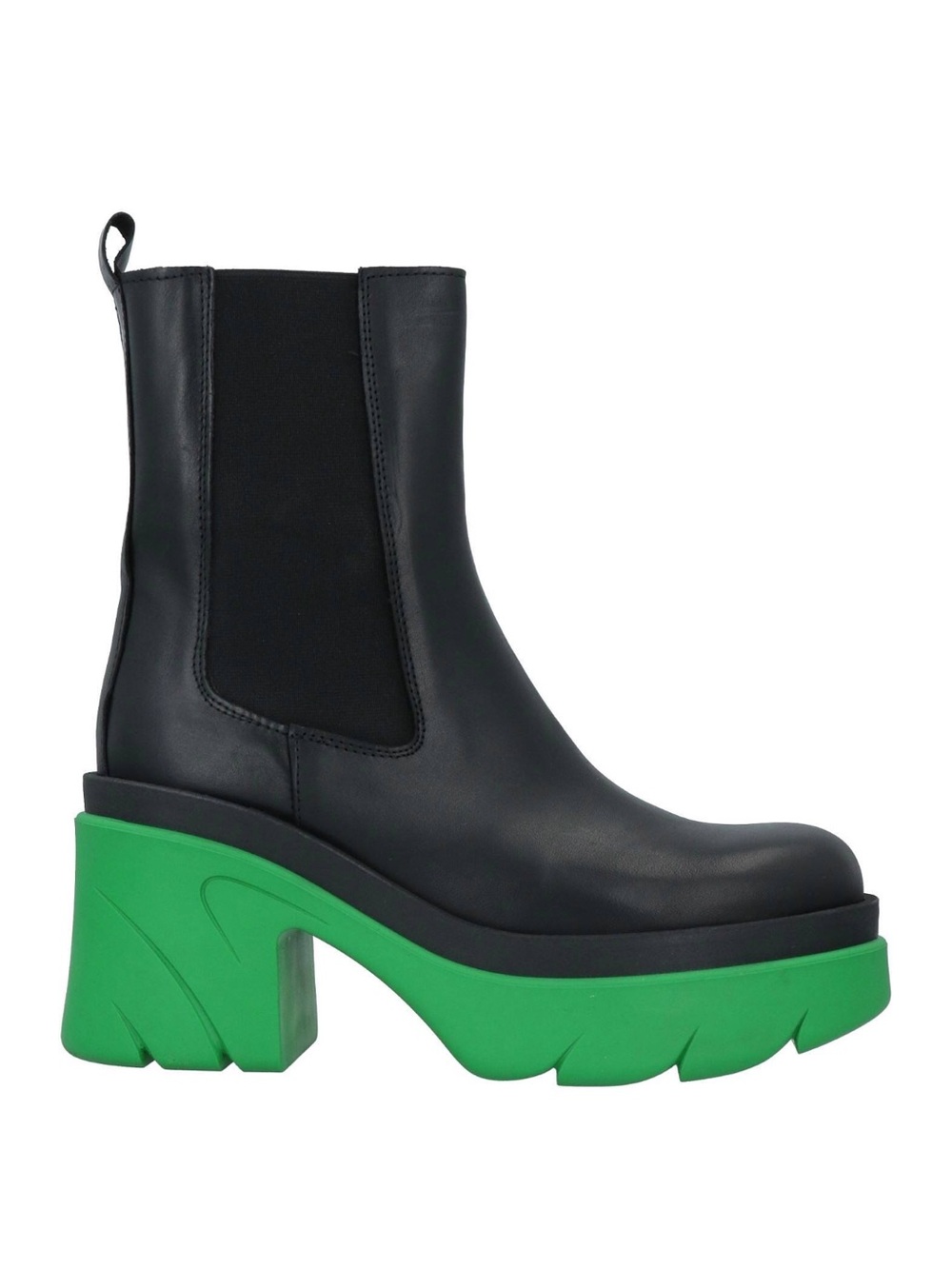 Unlace Leather Chunky Chelsea Boot with Green Platform, Size 8